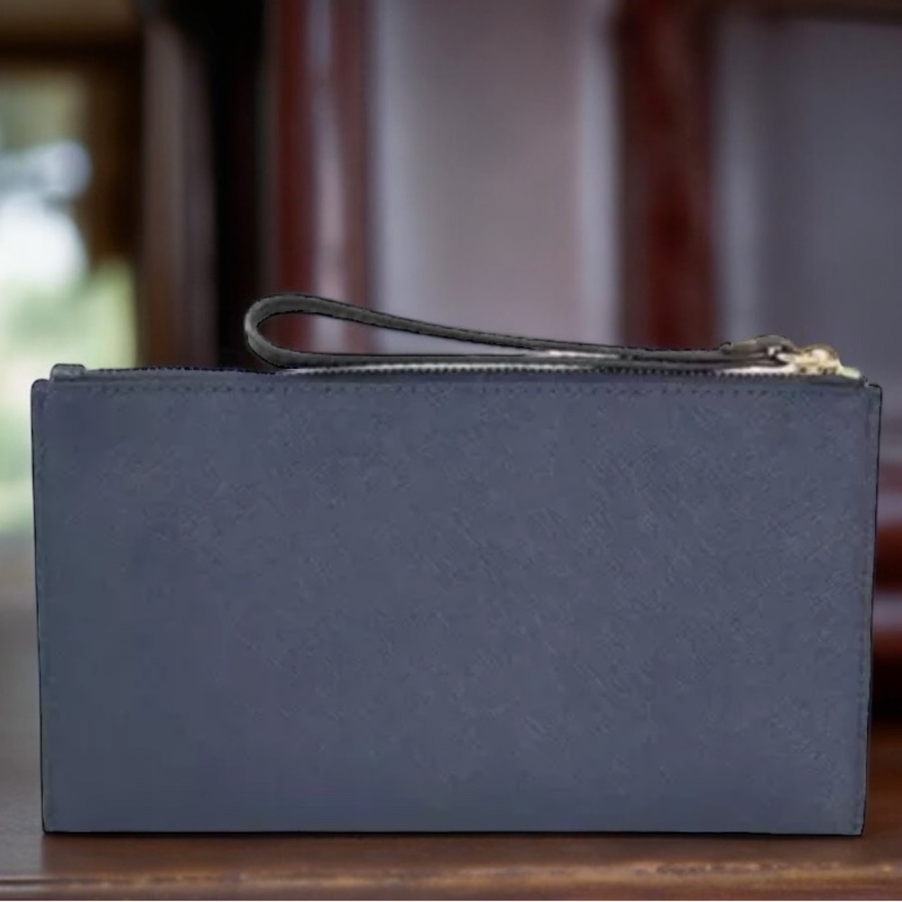 MICHAEL KORS Large Zip Stud Wristlet Saffiano Sandrine / Deep Blue - Picture 3 of 5